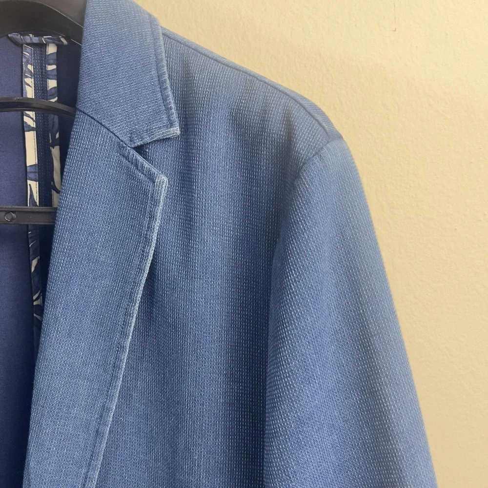 Marine Layer Blazer Mens 44 Blue Denim Casual Unstructured Jacket Notch Lapel